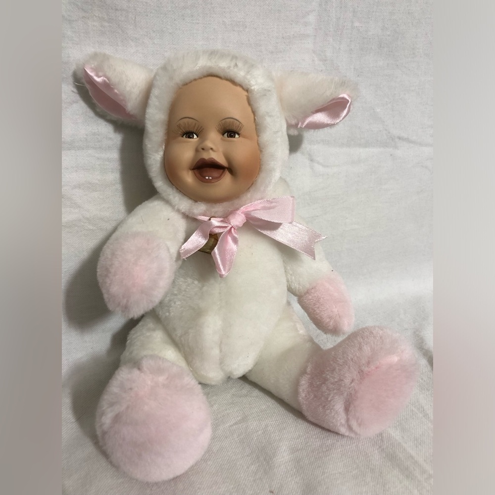 Adorable Plush Baby Doll in White and Pink